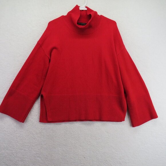 Banana Republic Sweater Womens Medium Red Turtleneck Wool Blend Boxy Pullover - Picture 1 of 9